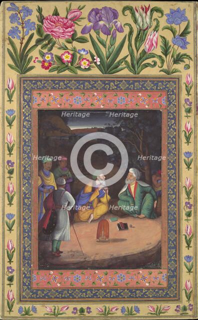 A Nighttime Gathering, Folio from the Davis Album, dated 1664-65. Creator: Muhammad Zaman.