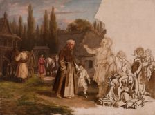 A Nobleman's Family and a Monk, after 1871. Creator: Michal Elwiro Andriolli