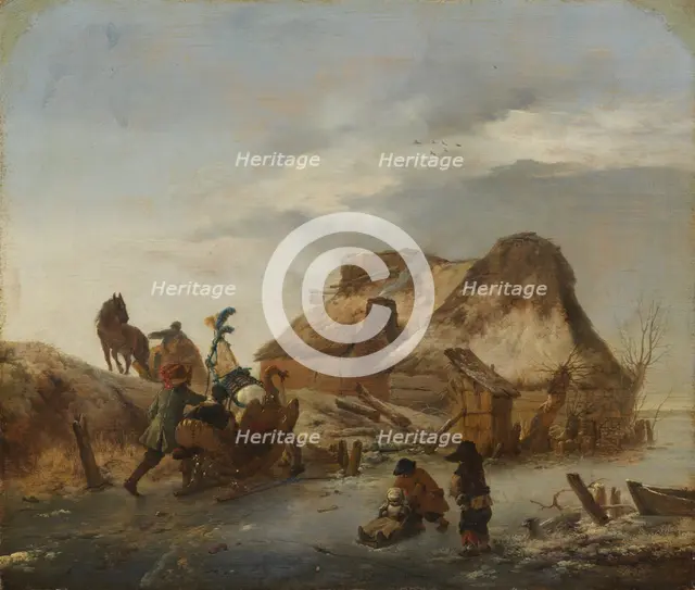 A Nobleman's Sleigh on the Ice, c.1646-1646. Creator: Philip Wouverman.