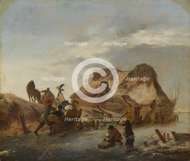 A Nobleman's Sleigh on the Ice, c.1646-1646. Creator: Philip Wouverman.
