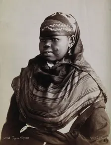 A North African woman with scarification on her cheeks, c1900. Creator: Gabriel Lekegian