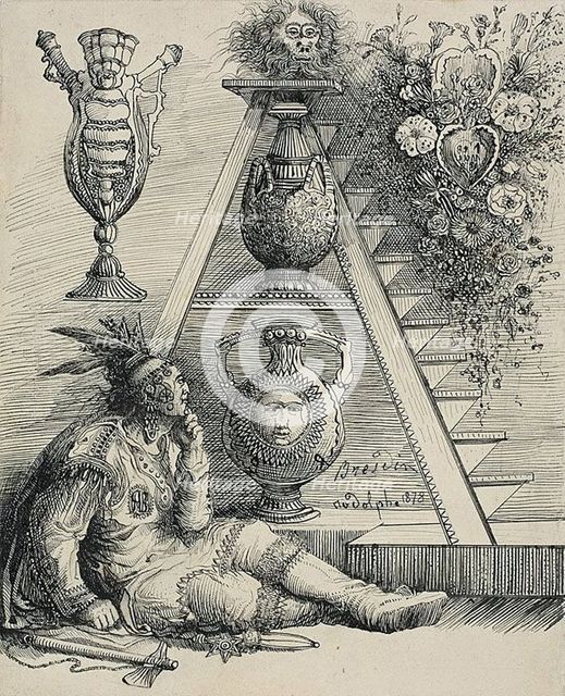 A North American Indian (Study for historiated A in "Les chefs-d'oeuvre d'art à l'Expositi..., 1878. Creator: Rodolphe Bresdin.