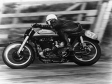 A Norton in action in the Isle of Man TT, 1950