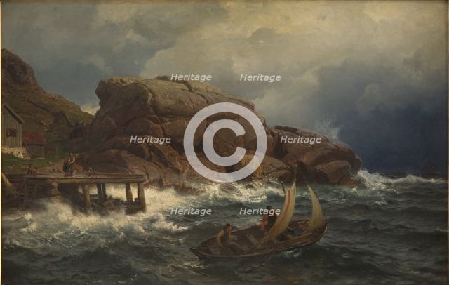 A Norwegian Seaport, 1882. Creator: Hans Fredrik Gude.