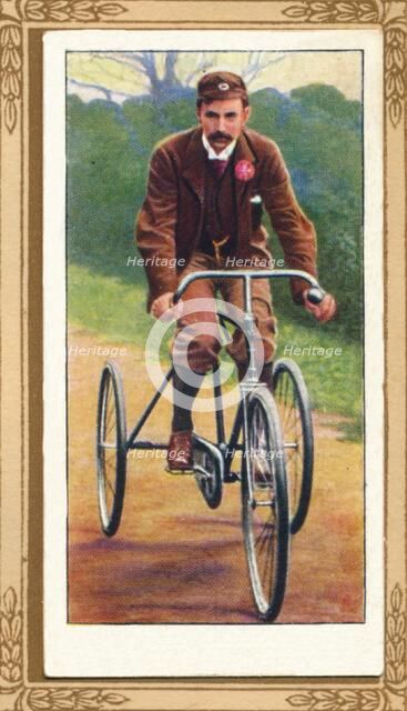 'A Notable Tricyclist - F. T. Bidlake', 1939. Artist: Unknown.