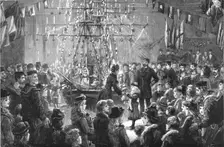 'A Novel Treat to Coastguards Children; Dismantling a Christmas "Ship" of her toys 1890. Creator: Fred Palmer