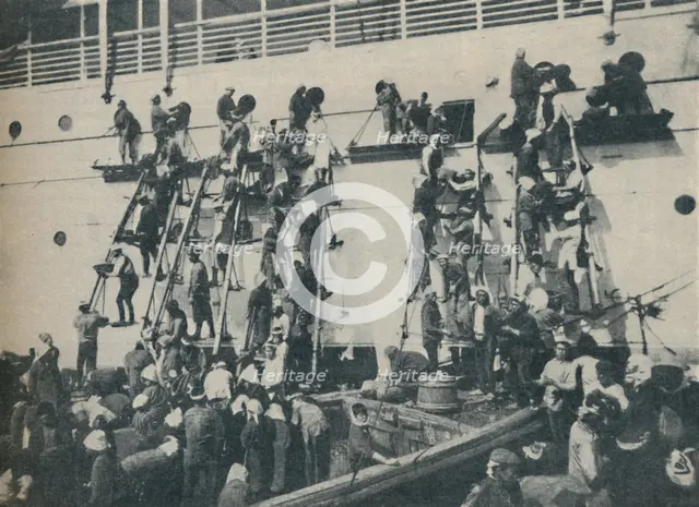 'A Novel Method of Coaling at the port of Yokohama', 1936. Artist: Unknown.