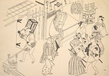A Number of People in the Street Going about Various Affairs. Creator: Unknown