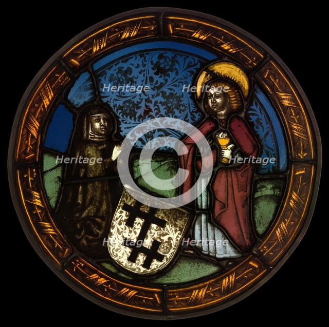 A Nun Kneeling before Saint John the Evangelist, Germany, c. 1500. Creator: Unknown.