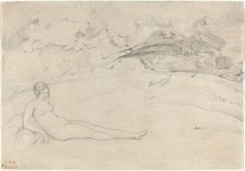 A Nude Reclining in a Landscape, 1825/1828. Creator: Jean-Baptiste-Camille Corot