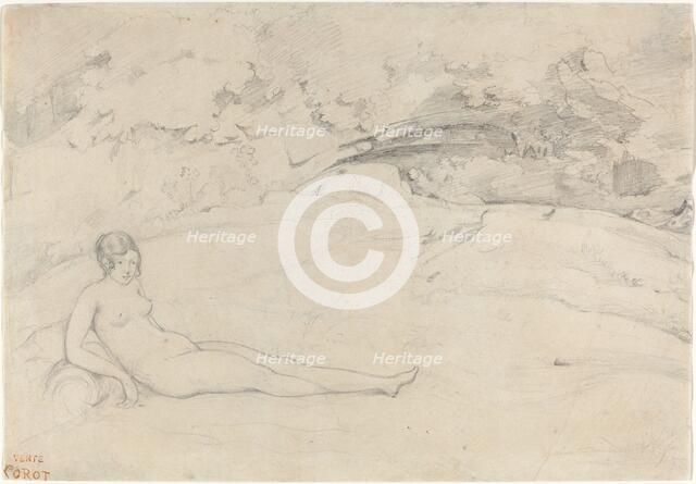A Nude Reclining in a Landscape, 1825/1828. Creator: Jean-Baptiste-Camille Corot.