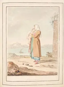A Nurse of Procida, leaf from A Collection of Dresses by David Allan Mostly from Nature 1776. Creator: David Allan