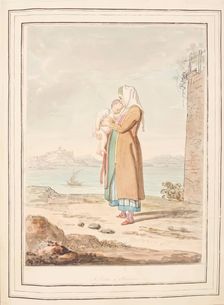 A Nurse of Procida, leaf from A Collection of Dresses by David Allan Mostly from Nature 1776. Creator: David Allan