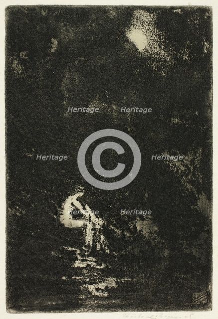 A Nymph Bathing, Moonlight, 1890-1900. Creator: Theodore Roussel.