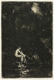 A Nymph Bathing, Moonlight, 1890-1900. Creator: Theodore Roussel