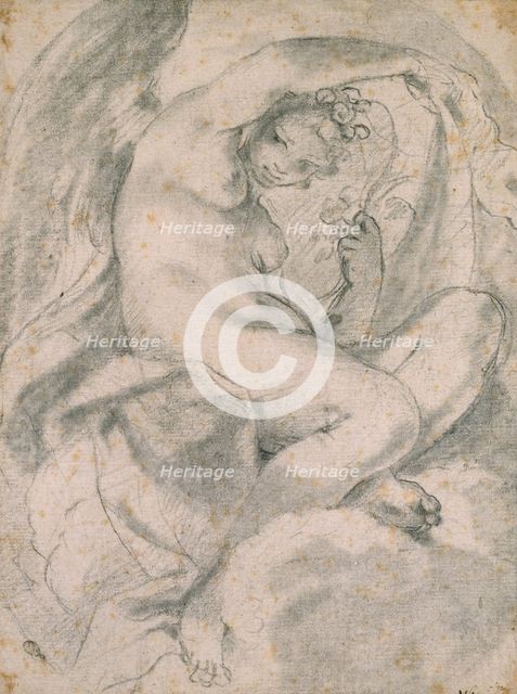 A Nymph (possibly Flora) amid Clouds, 1575-1619. Artist: Lodovico Carracci.