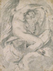 A Nymph (possibly Flora) amid Clouds, 1575-1619. Artist: Lodovico Carracci