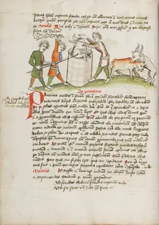 A Panther, Which Attacked a Cow, is Slain; Fables, third quarter of 15th century. Creator: Unknown
