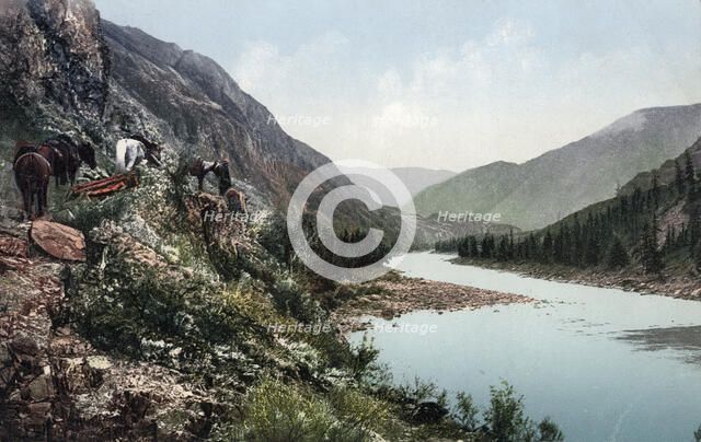 A Pack Road Along the Katun River near Its Confluence with the Argut River..., 1911-13. Creator: Sergei Ivanovich Borisov.