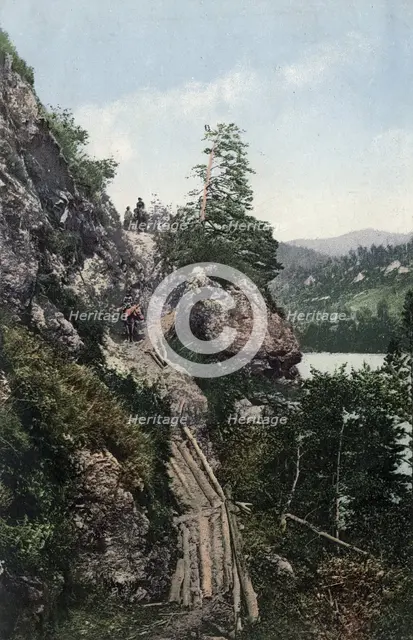 A Pack Road in the Katun River Valley near the Village of Tavda. Cliff "Skakun"..., 1911-1913. Creator: Sergei Ivanovich Borisov.