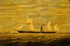 A Paddle Steamer - Aberdeen to London Service, 1850s. Creator: Unknown