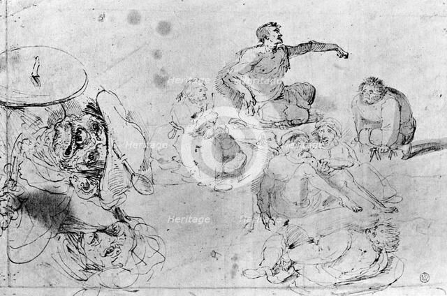 A page of sketches, attributed to Jerome Bosch. Artist: Hieronymus Bosch