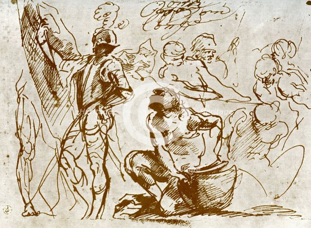 A page of sketches, by Titian. Artist: Titian