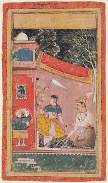 A page form a Ragamala series: Ramakali Ragini of Hindol Raga, c. 1610. Creator: Unknown