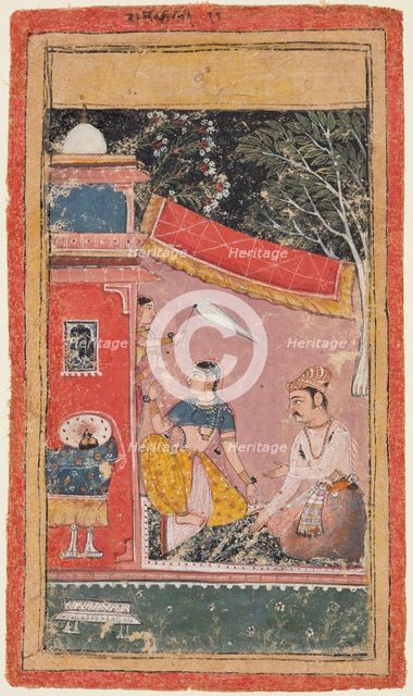 A page form a Ragamala series: Ramakali Ragini of Hindol Raga, c. 1610. Creator: Unknown.