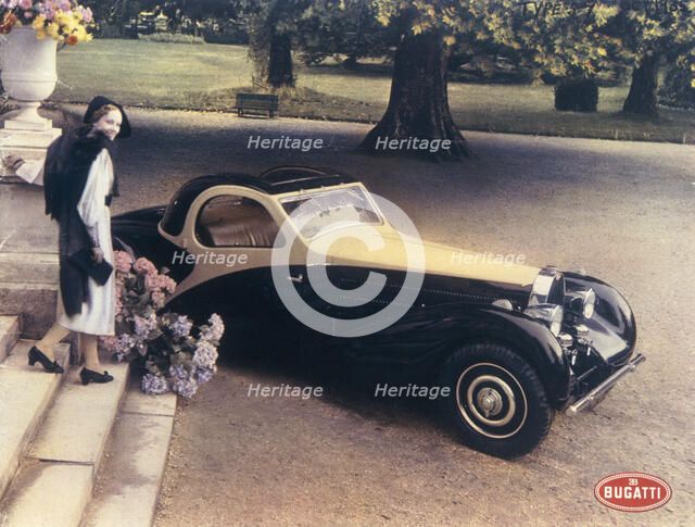 A page from a 1935 Bugatti brochure. Artist: Unknown
