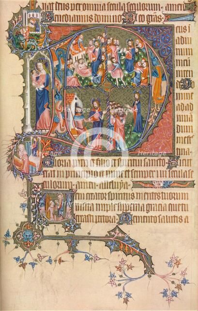 A Page from the Egerton Bohun Psalter-Hours, (1370), 1937. Artist: Unknown