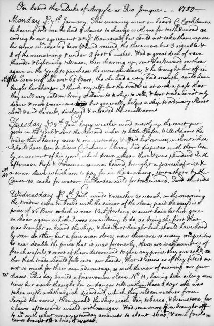 A page from the journal of John Newton, 1750-1754 (1965). Artist: Unknown