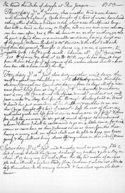 A page from the journal of John Newton, 1750-1754 (1965). Artist: Unknown