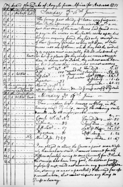 A page from the journal of John Newton, 1750-1754 (1965). Artist: Unknown