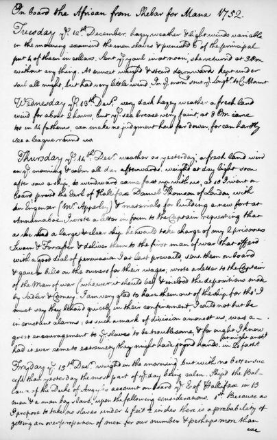 A page from the journal of John Newton, 1750-1754 (1965). Artist: Unknown