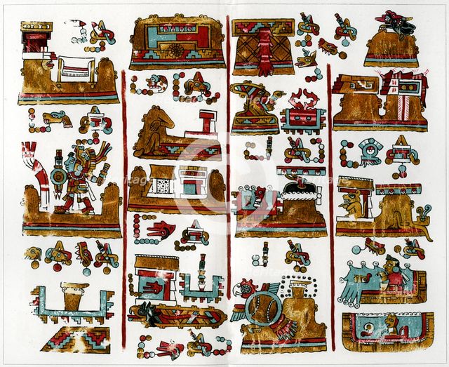 A page from the Vienna manuscript of Zapothec origin, 1901. Artist: Unknown