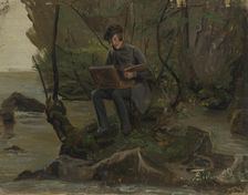 A Painter at his Paint Box, 1837-1840. Creator: Adolph Tidemand