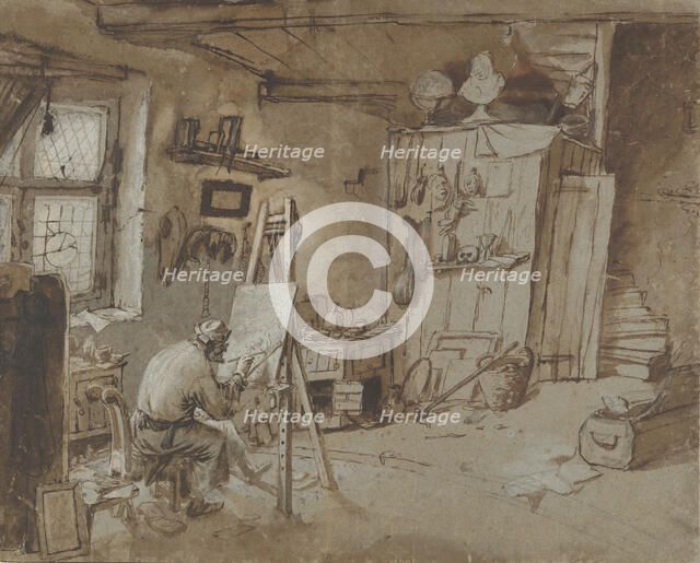 A Painter at Work in his Studio, 1663-77. Creator: Thomas Wijck.