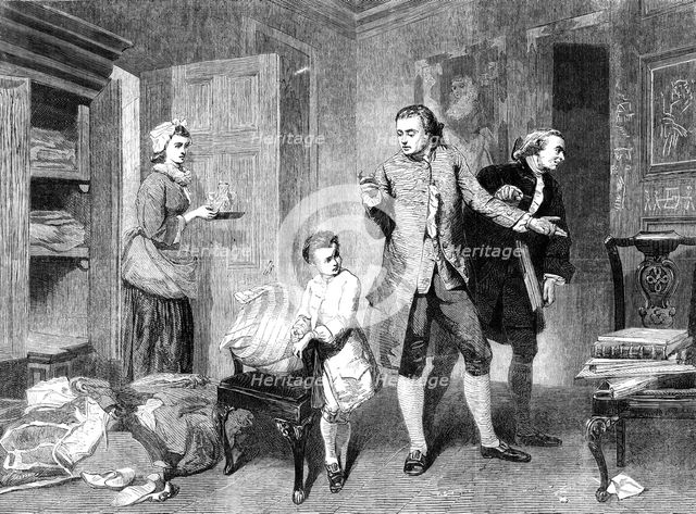 "A Painter's First Work", by Marcus Stone in the Royal Academy Exhibition, 1862. Creator: Unknown.