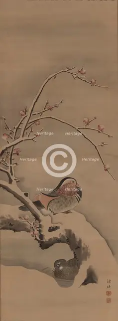A pair of mandarin ducks, 1780-1790. Creator: Ki (Genki); Koman (1747-1797).