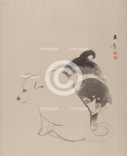A Pair of Puppies, 1868. Creator: Gyokusho Kawabata.