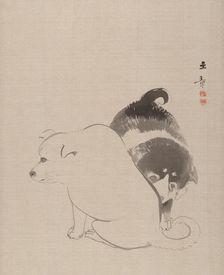 A Pair of Puppies, 1868. Creator: Gyokusho Kawabata