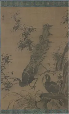 A Pair of Peafowl, late 1400s-early 1500s. Creator: Lin Liang (Chinese, 1416-1480)