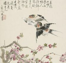 A pair of swallows, 1857. Artist: Jin Yuan