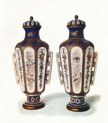 A Pair of Unique Hexagonal-Shaped Sevres Vases 1906