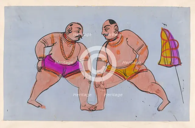 A pair of wrestlers. Creator: Unknown.