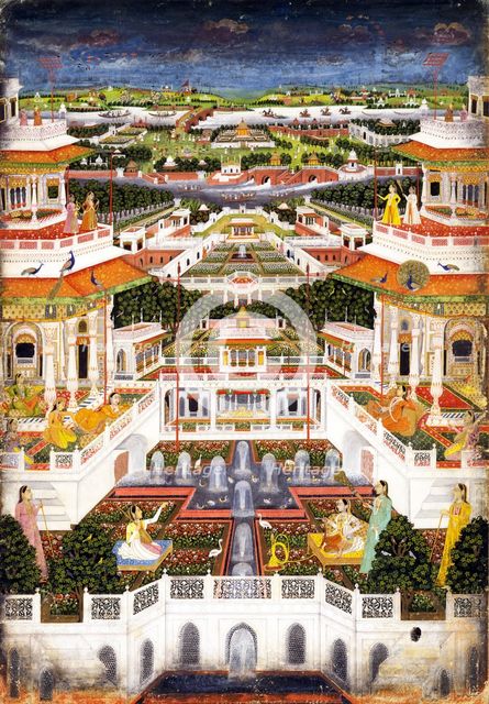 A Palace Complex with Harem Gardens, ca 1764-1765. Artist: Indian Art  