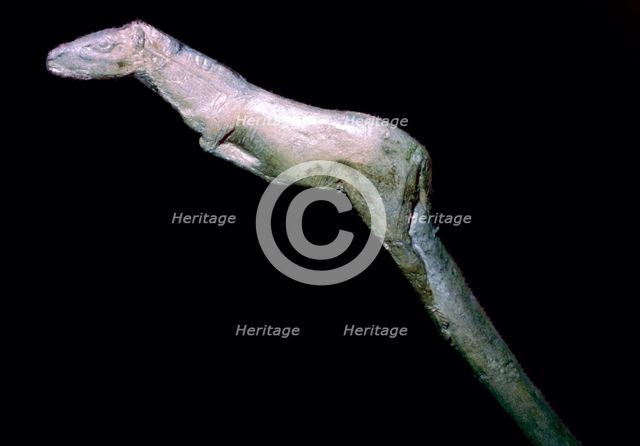 A paleolithic carved bone horse. Artist: Unknown