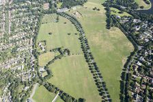 A palimpsest of sports pitches at Roundhay Park, Leeds, 2018. Creator: Emma Trevarthen