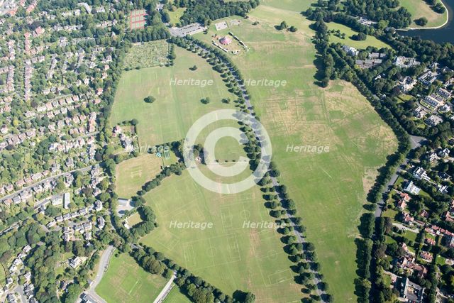 A palimpsest of sports pitches at Roundhay Park, Leeds, 2018. Creator: Emma Trevarthen.